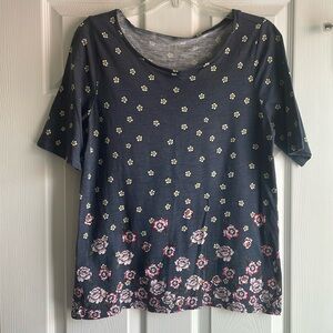 Blue floral, short-sleeve, Loft blouse